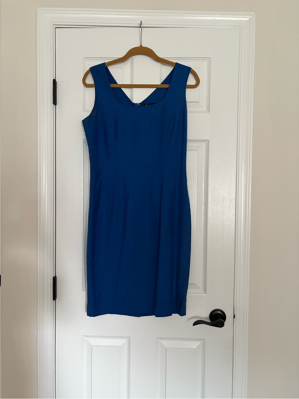 EUC MariAnna Royal Blue 100% Silk Knee Length Sleeveless Dress Size 8